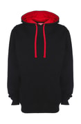 Heren Hoodie Contrast FDM FH002 Black-Fire Red